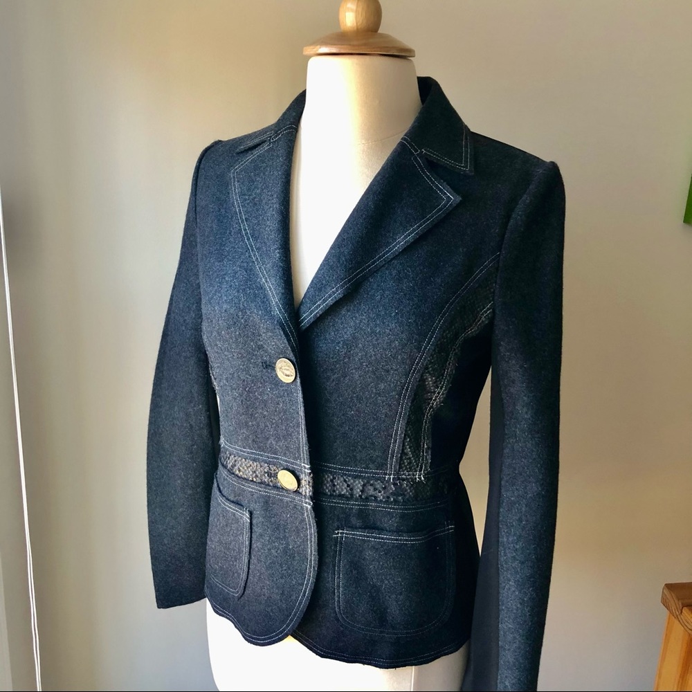 Tracy Porter Wool Blend Unlined Charcoal Blazer
